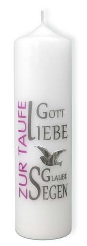 Kerze "Zur Taufe"/Taube - rosa Kerze "Zur Taufe"/Taube - rosa
