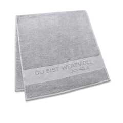 Handtuch "Du bist wertvoll" - grau Handtuch "Du bist wertvoll" - grau
