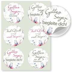 Aufklebergruß-Karten: Gottes Segen zum Geburtstag, 4 Stück Aufklebergruß-Karten: Gottes Segen zum Geburtstag, 4 Stück