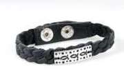 Armband "Fischsymbole" schwarz mit Metall Armband "Fischsymbole" schwarz mit Metall