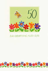 Faltkarten 50. Geburtstag - 5 Stück