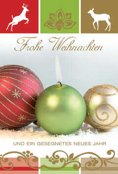 Faltkarte "Frohe Weihnachten und ein gesegnetes neues Jahr" Kerze - 5 St.