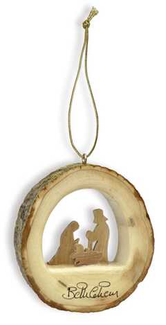 Baumschmuck "Holzscheibe mit Krippe" Baumschmuck "Holzscheibe mit Krippe"