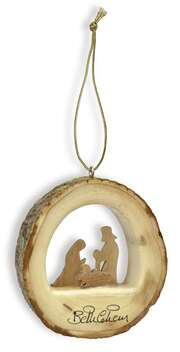 Baumschmuck "Holzscheibe mit Krippe" Baumschmuck "Holzscheibe mit Krippe"