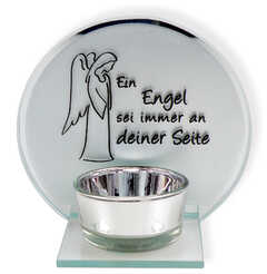 Glas-Teelichthalter "rund" - Ein Engel sei immer an deiner Seite